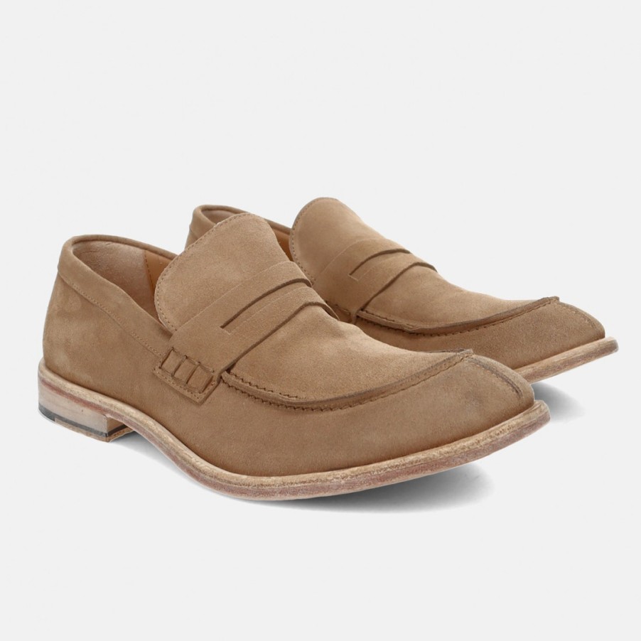 Manner SANGIORGIO Slipper | Vicolo 8 Von Dolani Herren-Mokassin Aus Sandfarbenem Wildleder