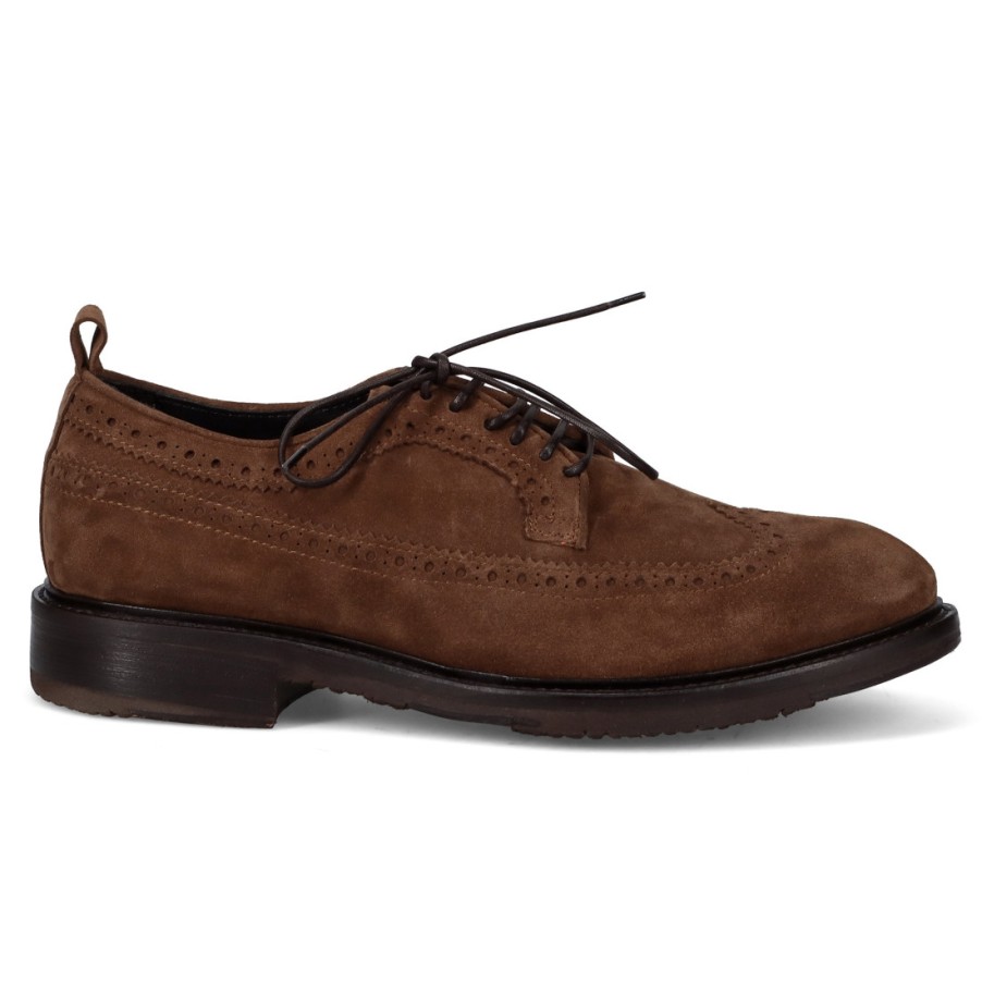 Manner SANGIORGIO Schnuren | Vicolo 8 Herren-Derby-Schuh Aus Braunem Wildleder