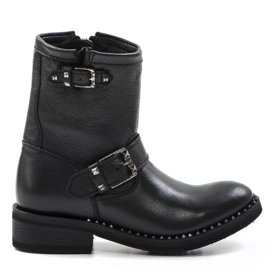 Frauen SANGIORGIO Biker | Soho Black Ash Mexikanische Stiefel Aus Schaumstoff Mit Schnalle