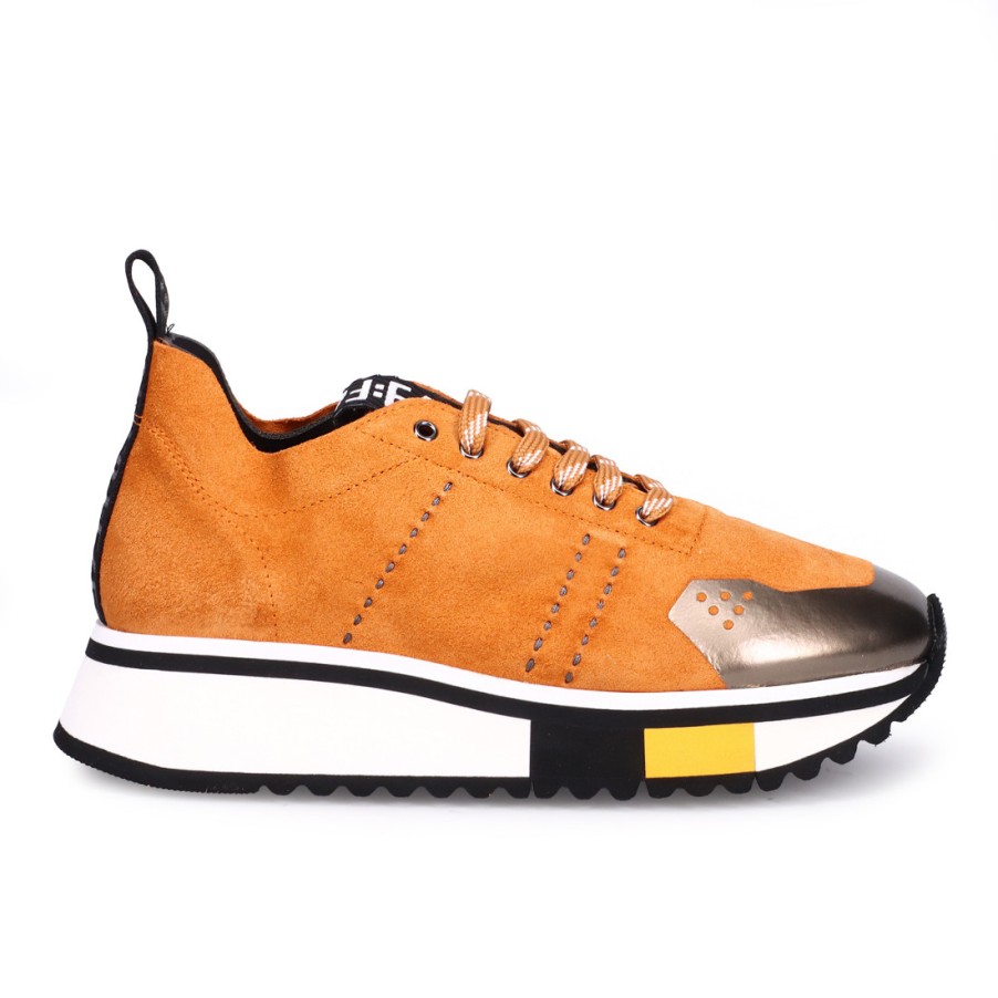 Frauen SANGIORGIO Turnschuhe | Fabi F65 Damenmode-Sneaker Aus Orangefarbenem Wildleder