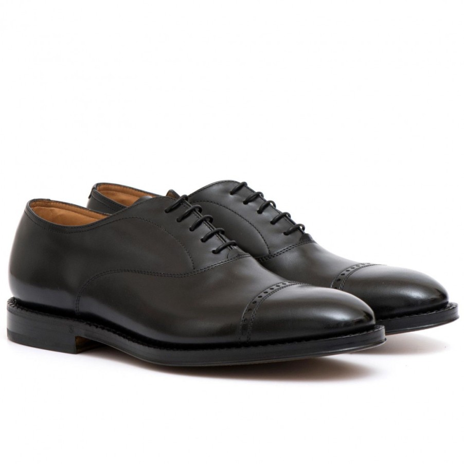 Manner SANGIORGIO Schnuren | Must Eve Fabi John Oxford-Schuhe Aus Schwarzem Leder