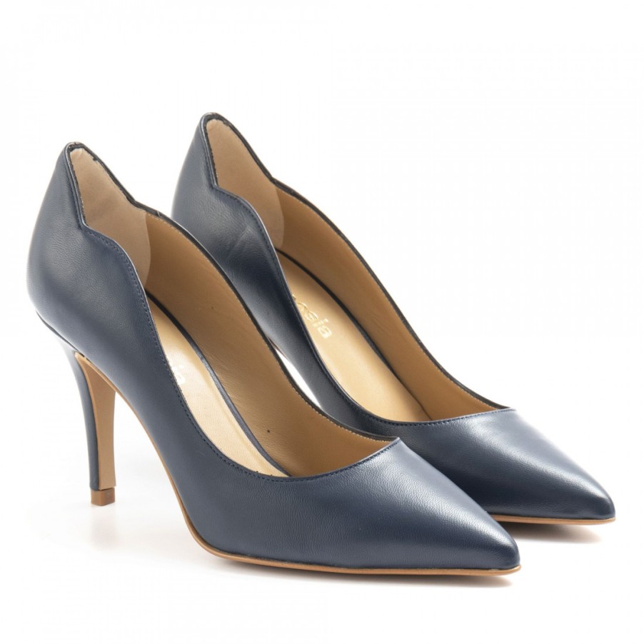 Frauen SANGIORGIO Pumps | Blaue Fresia-Pumps Aus Weichem Leder Mit Hohem Absatz