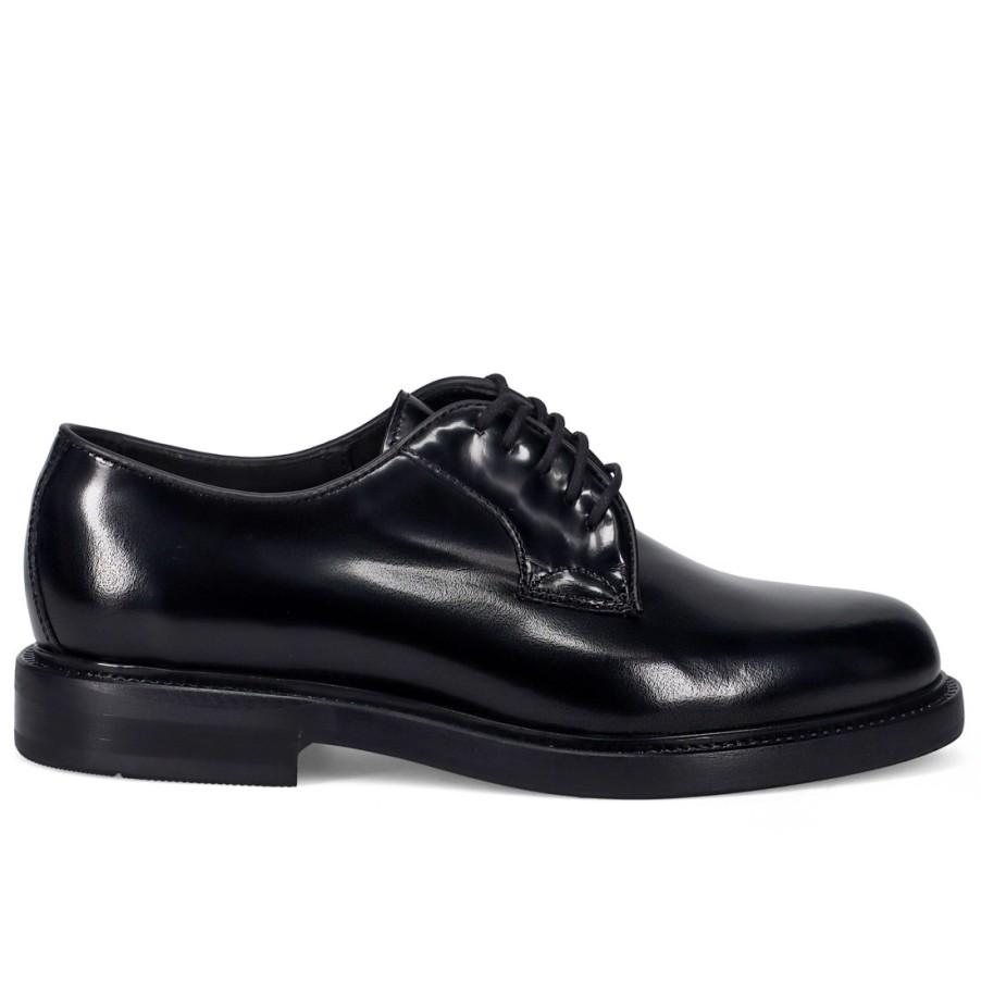 Manner SANGIORGIO Schnuren | Antica Cuoieria Eleganter Derby-Schuh Aus Schwarzem Geburstetem Leder