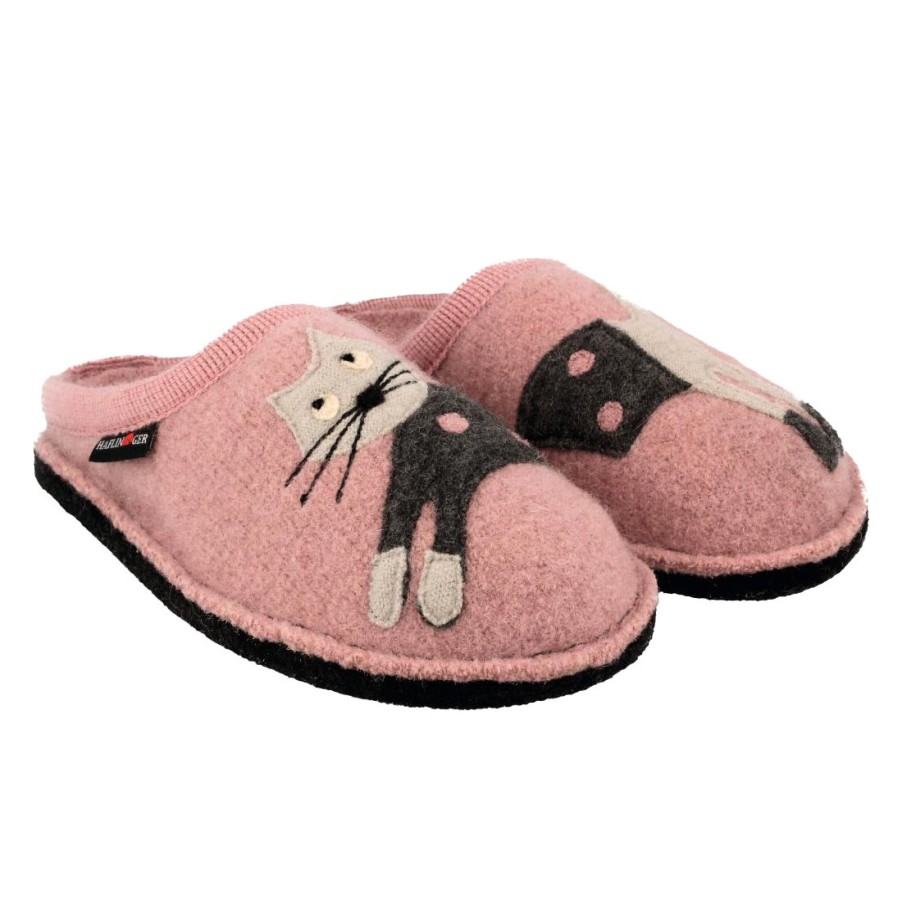 Frauen SANGIORGIO Sandalen | Haflinger Cucho Katzenpantoffel Aus Rosa Gekochter Wolle