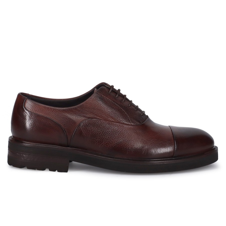 Manner SANGIORGIO Schnuren | Jerold Wilton Herren Oxford-Schuh Aus Braunem Leder