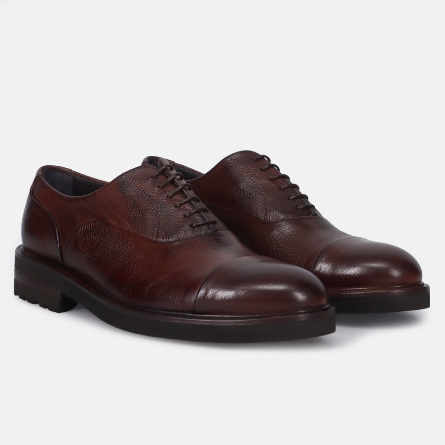 Manner SANGIORGIO Schnuren | Jerold Wilton Herren Oxford-Schuh Aus Braunem Leder