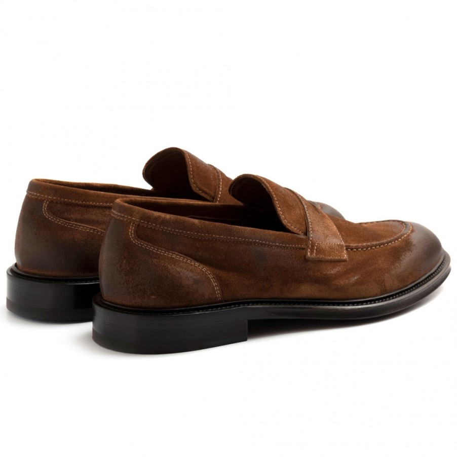 Manner SANGIORGIO Slipper | John White By Brecos Herren-Mokassin Aus Ungefuttertem Braunem Wildleder