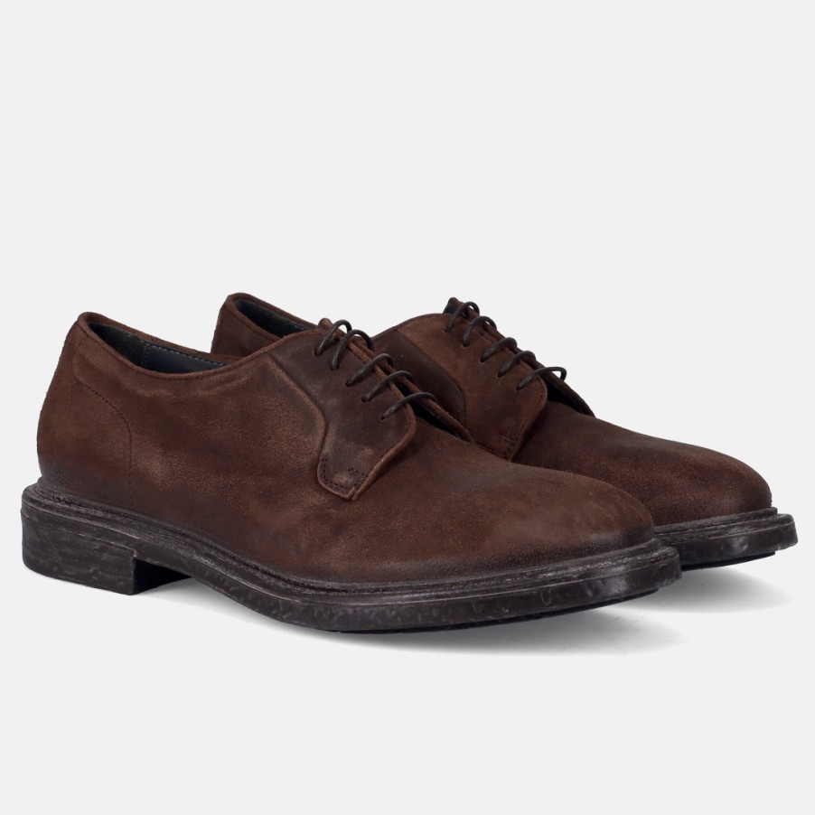 Manner SANGIORGIO Schnuren | Moma Herren-Derby-Schnurschuh Aus Braunem Wildleder