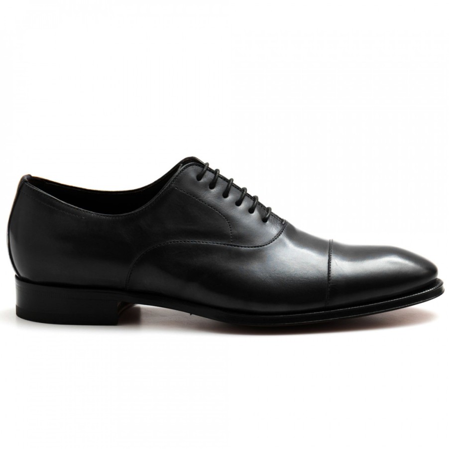 Manner SANGIORGIO Schnuren | Elegante Schwarze J. Wilton Oxford-Schuhe Aus Leder