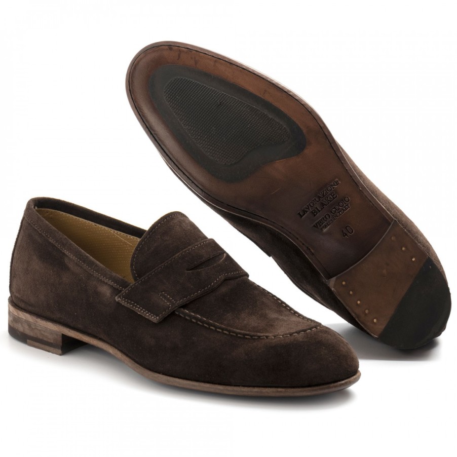 Manner SANGIORGIO Slipper | John White By Brecos Herren-Mokassins Aus Weichem Braunem Wildleder