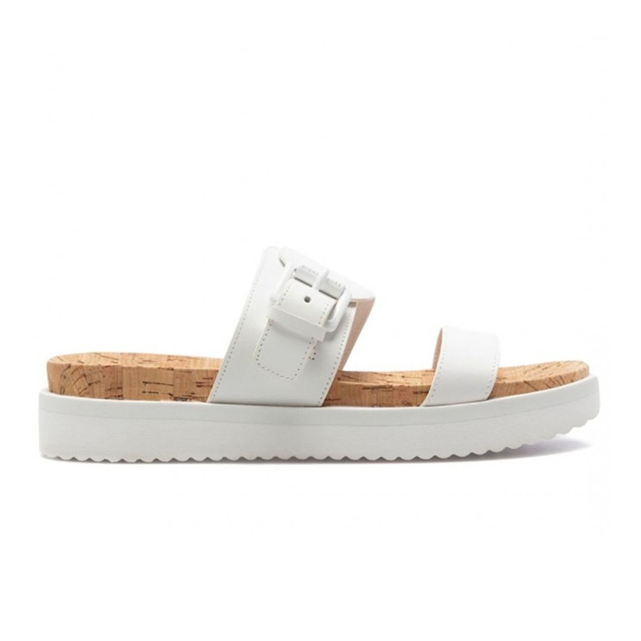 Frauen SANGIORGIO Sandalen | Ciabatta Michael Kors Bo In Pelle Bianca Con Plantare Sughero