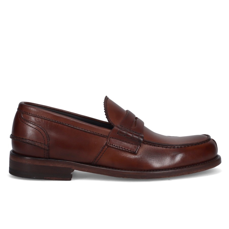 Manner SANGIORGIO Slipper | Jerold Wilton College-Loafer Aus Braunem Geburstetem Leder