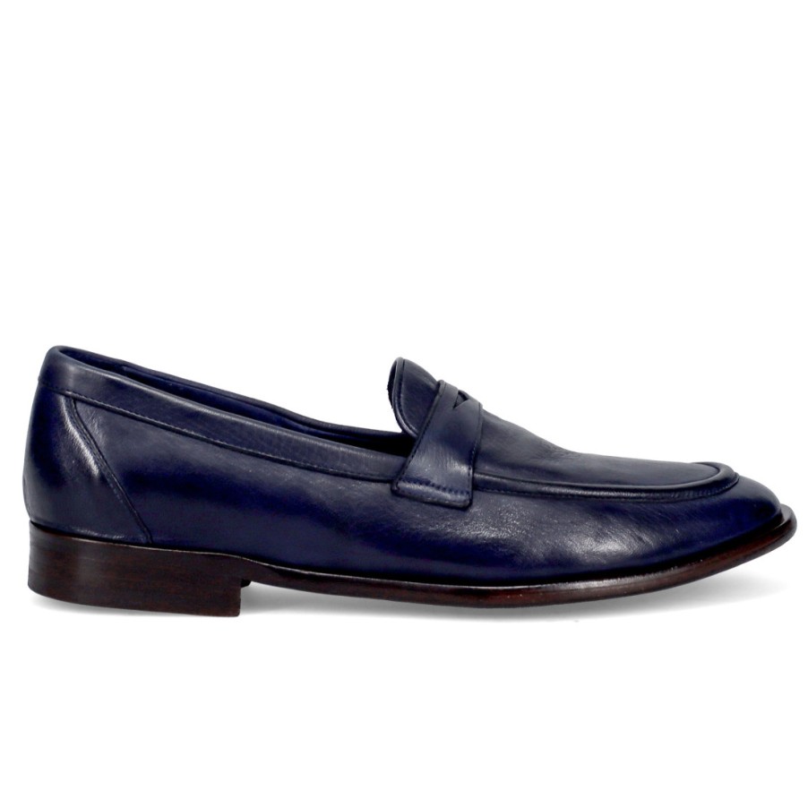 Manner SANGIORGIO Slipper | Sturlini Match 7302 Herren-Mokassin Aus Blauem Leder