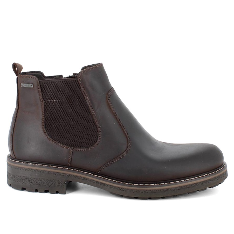 Manner SANGIORGIO Stiefeletten | Igi&Co Herren-Stiefeletten Aus Dunkelbraunem Leder Und Gore-Tex