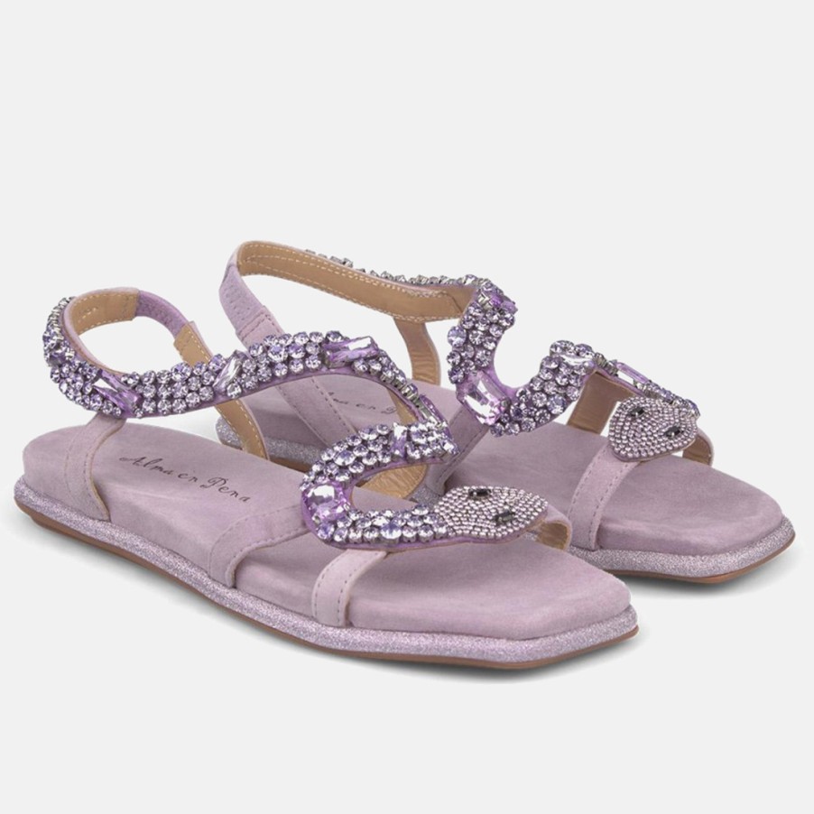 Frauen SANGIORGIO Sandalen | Alma En Pena Castedo Lila Sandale Mit Strass-Schlange