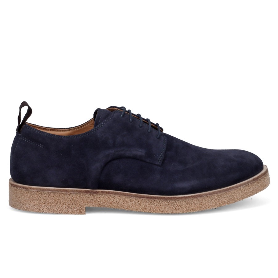 Manner SANGIORGIO Schnuren | Sturlini Herren-Derby-Schuh Aus Blauem Wildleder