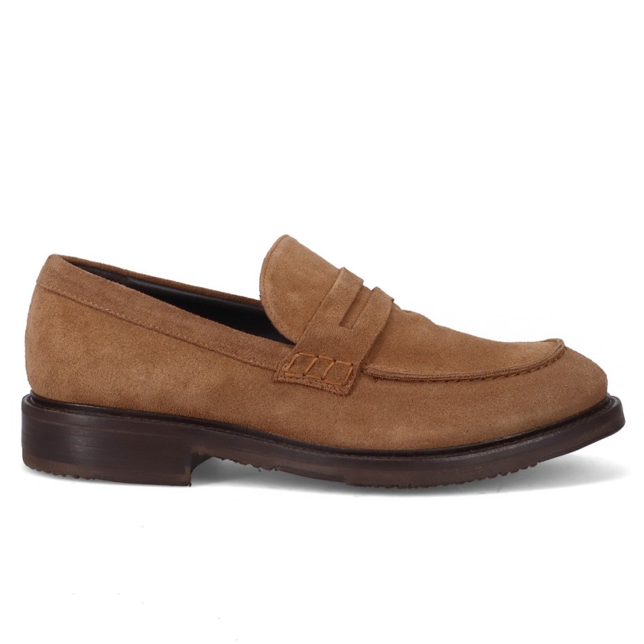 Manner SANGIORGIO Slipper | Vicolo8 Herren-Mokassin Aus Hellbraunem Wildleder