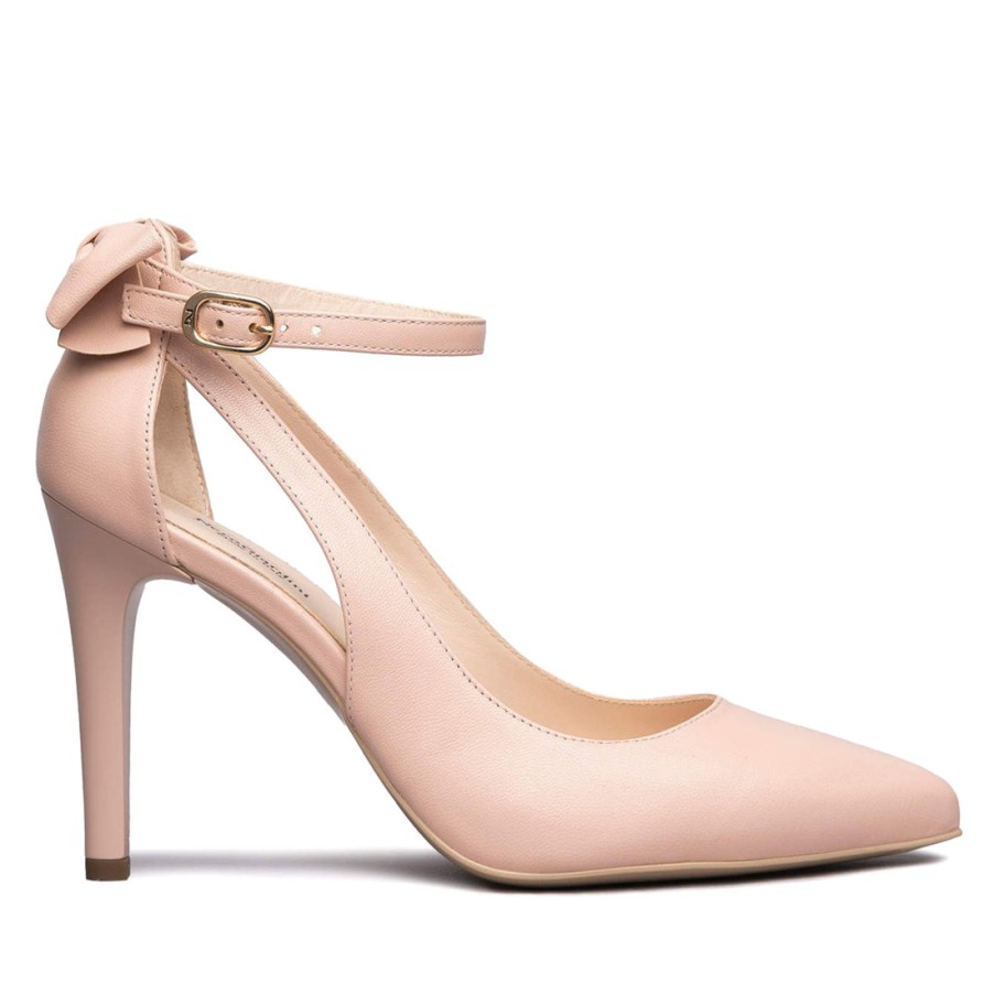 Frauen SANGIORGIO Pumps | Puderrosa Pumps Von Nerogiardini Mit Stilettoabsatz, Riemen Und Schleife