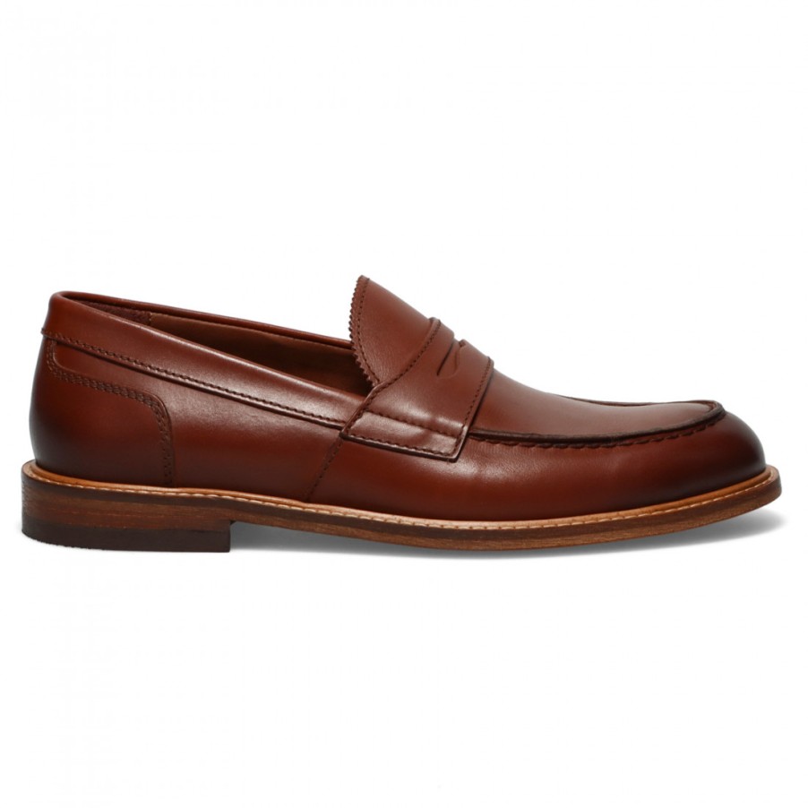 Manner SANGIORGIO Slipper | Marco Ferretti Herren-Loafer Aus Cognacfarbenem Leder