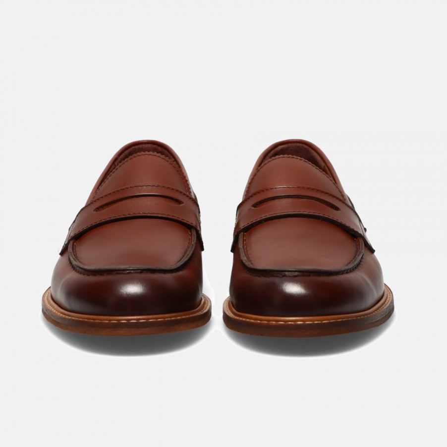 Manner SANGIORGIO Slipper | Marco Ferretti Herren-Loafer Aus Cognacfarbenem Leder