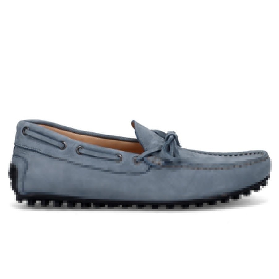 Manner SANGIORGIO Slipper | Rossano Bisconti Herren-Mokassins Aus Hellblauem Nubuk