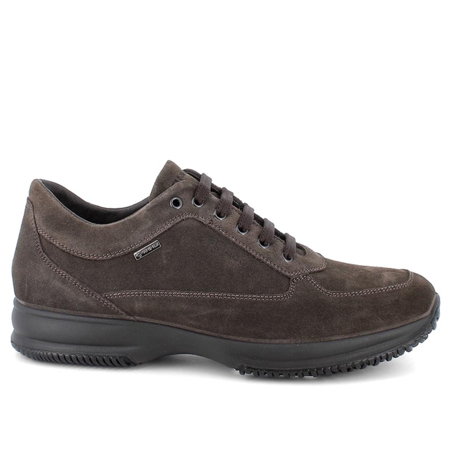 Manner SANGIORGIO Turnschuhe | Igi&Co Herren-Sneaker Aus Dunkelbraunem Wildleder Mit Gore-Tex