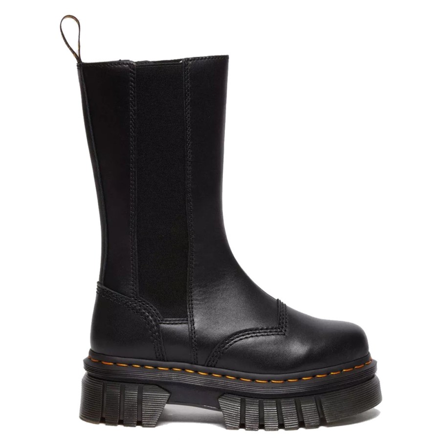 Frauen SANGIORGIO Stiefeletten | Dr. Martens Audrick Tall Chelsea Boots Aus Schwarzem Nappa Lux