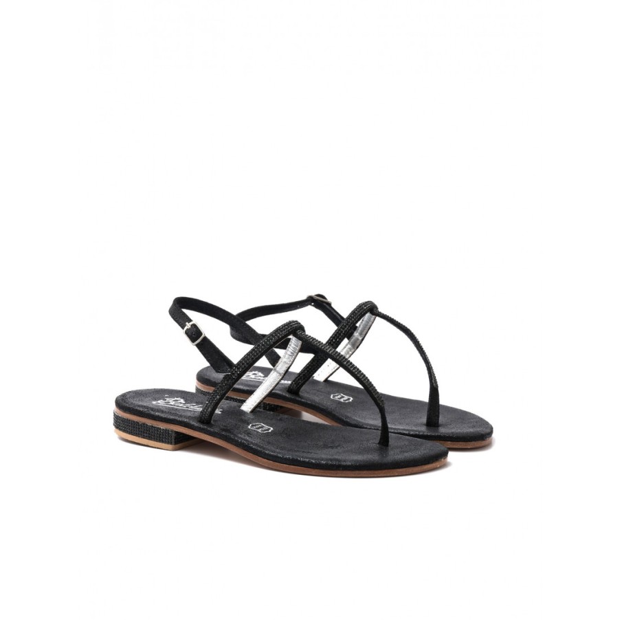 Frauen SANGIORGIO Sandalen | Flip-Flop-Sandalen Aus Leder Mit Strass