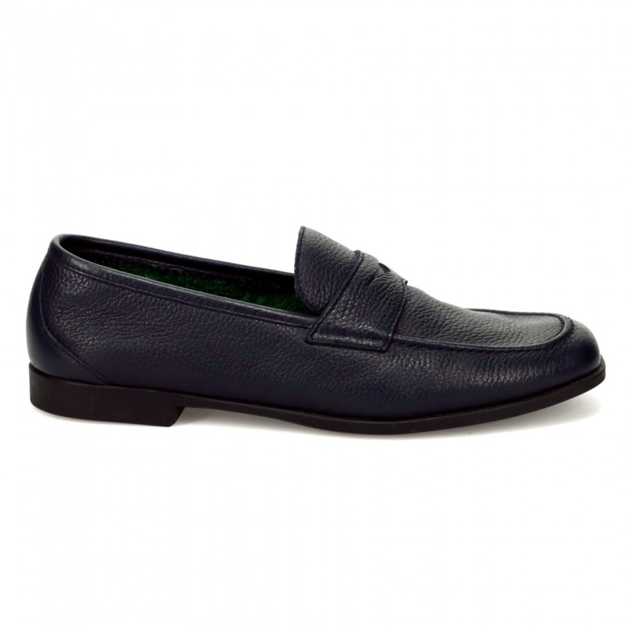 Manner SANGIORGIO Slipper | Fratelli Rossetti Yacht Portofino Herren-Mokassin Aus Blauem Leder