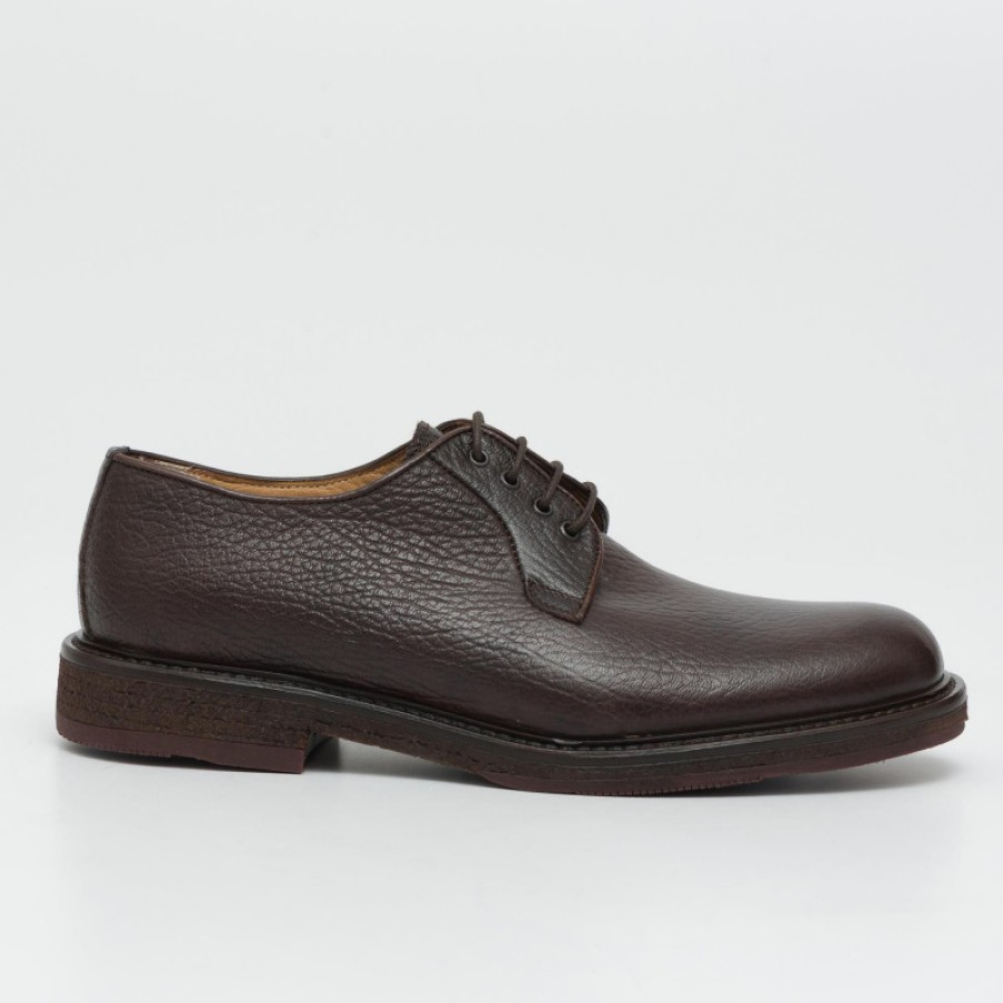 Manner SANGIORGIO Schnuren | Derby-Schuhe Aus Braunem Vollnarbenleder