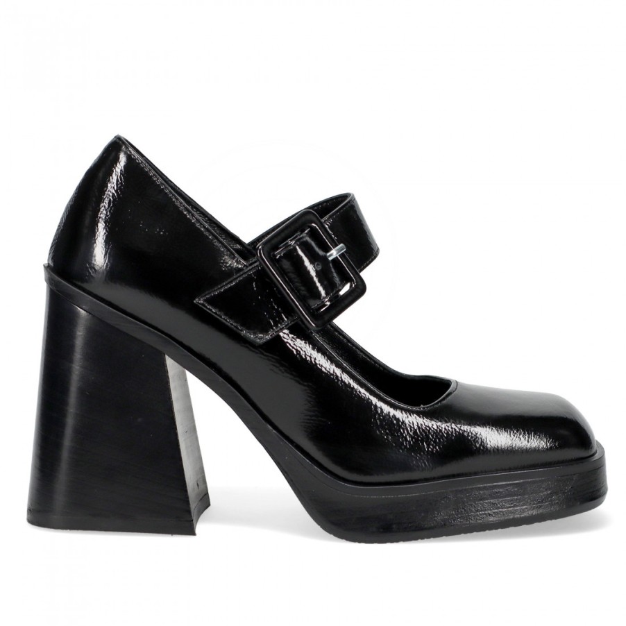 Frauen SANGIORGIO Pumps | Brando Carol 11 Mary Jane Aus Schwarzem Naplak Mit Hohem Absatz Und Plateau