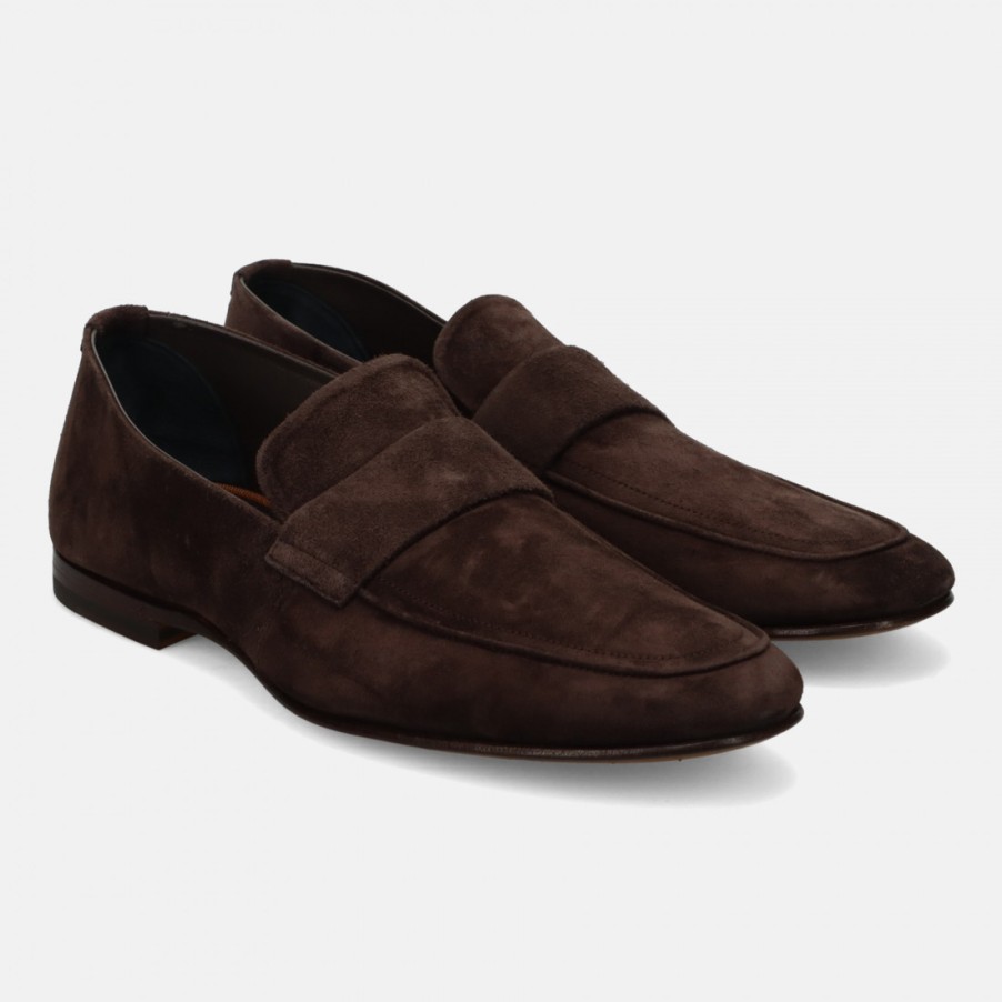 Manner SANGIORGIO Slipper | Fabi Herren-Loafer Aus Weichem Braunem Wildleder