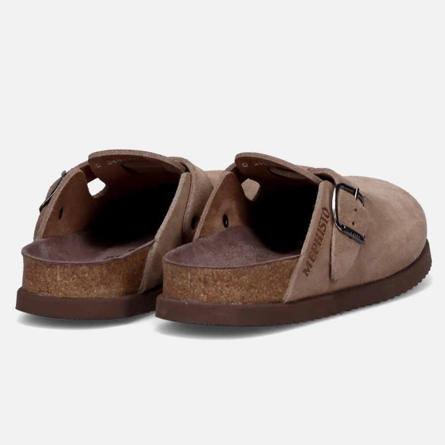 Manner SANGIORGIO Sandalen | Mephisto Nathan Mule Aus Taubengrauem Wildleder Mit Anatomischem Fusbett