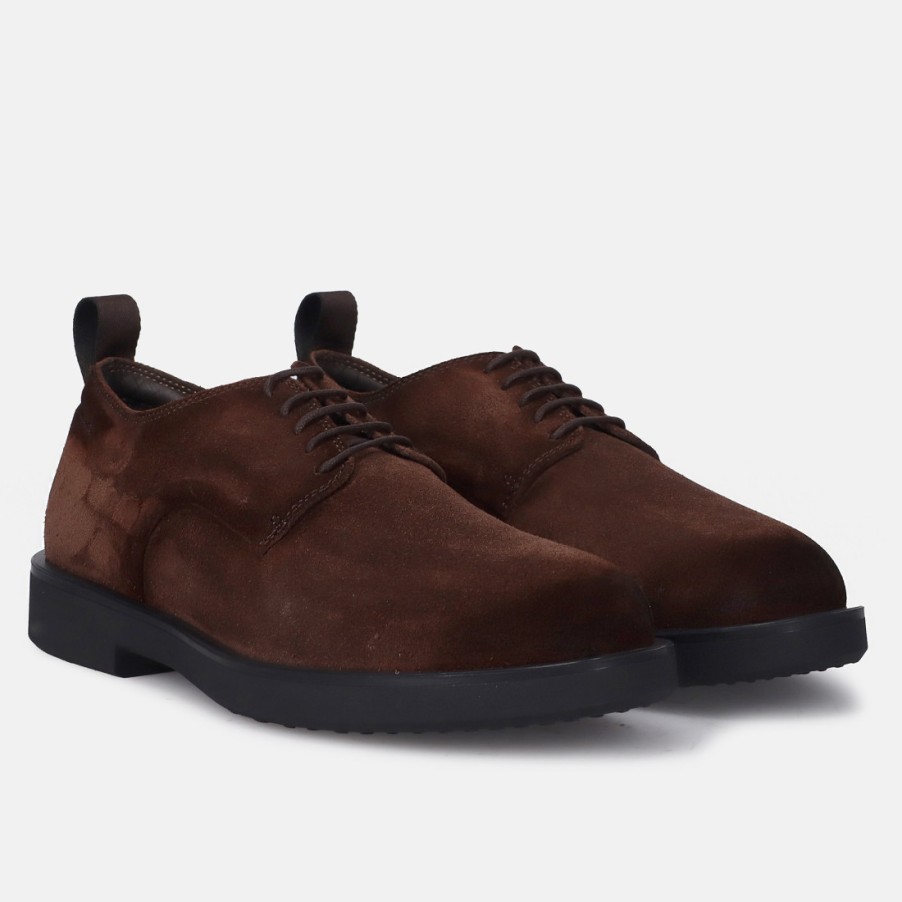 Manner SANGIORGIO Schnuren | Sturlini Herren-Derby-Schuh Aus Braunem Wildleder