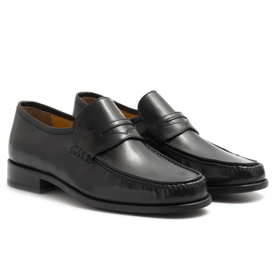 Manner SANGIORGIO Slipper | Calpierre-Mokassins Fur Herren Aus Sehr Weichem Schwarzem Leder