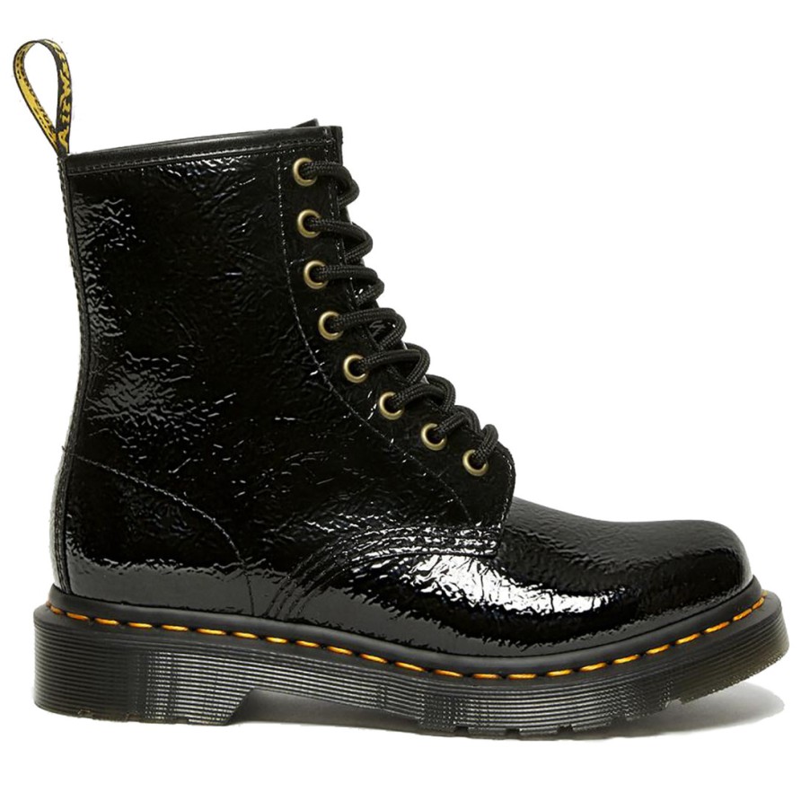 Frauen SANGIORGIO Militarstiefel | Dr. Martens 1460 Distressed Patent Black Damen-Schnurstiefel