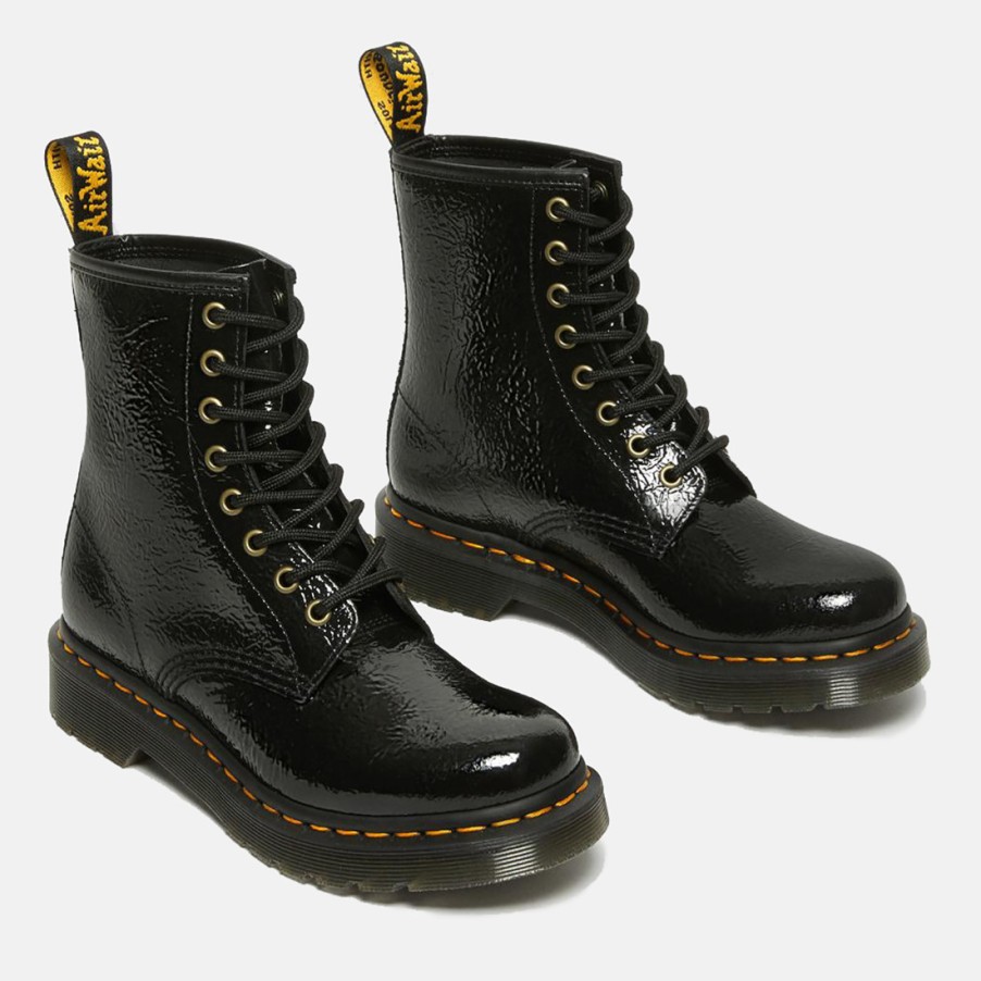 Frauen SANGIORGIO Militarstiefel | Dr. Martens 1460 Distressed Patent Black Damen-Schnurstiefel