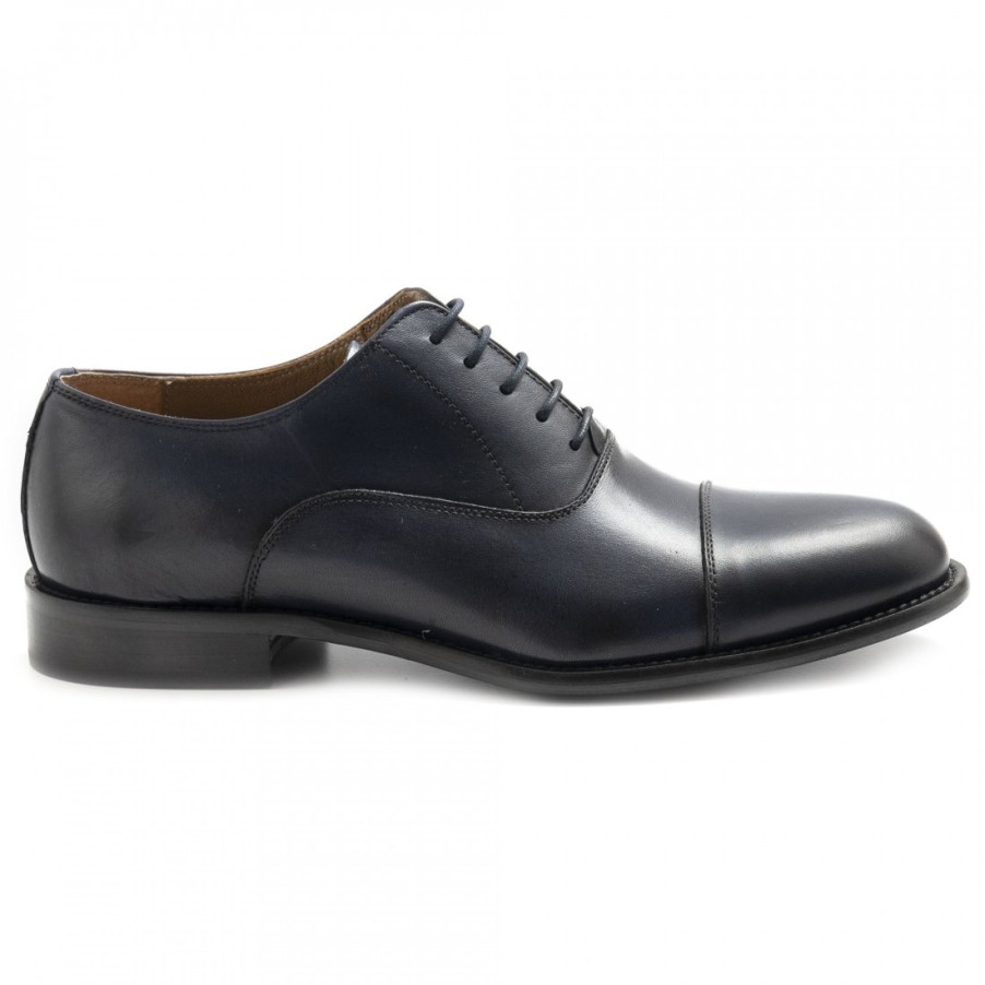 Manner SANGIORGIO Schnuren | Herren-Sangiorgio-Oxford-Schuhe Aus Blauem Leder