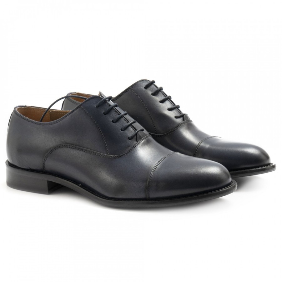 Manner SANGIORGIO Schnuren | Herren-Sangiorgio-Oxford-Schuhe Aus Blauem Leder