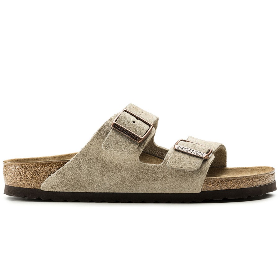 Frauen SANGIORGIO Sandalen | Birkenstock Arizona Slipper Aus Beigem, Weichem Wildleder