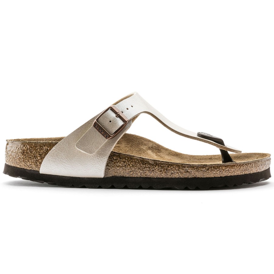 Frauen SANGIORGIO Sandalen | Birkenstock Gizeh Graceful Pearl White Birko Flor