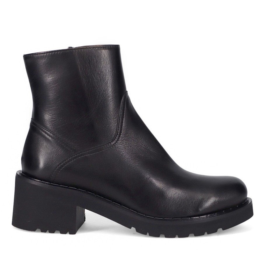 Frauen SANGIORGIO Stiefeletten | Calpierre Dt375 Schwarze Damen-Stiefeletten Mit Bequemem Absatz