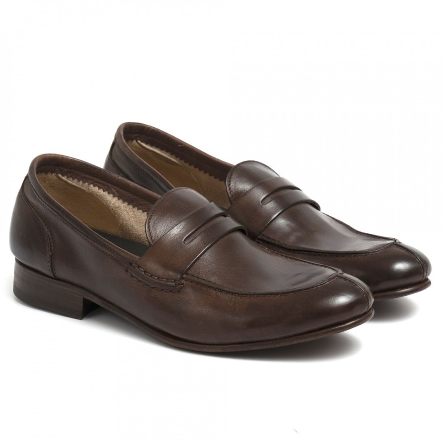 Manner SANGIORGIO Slipper | Calpierre-Mokassins Fur Herren Aus Sehr Weichem Braunem Leder