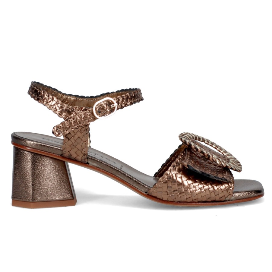 Frauen SANGIORGIO Sandalen | Bayona Pons Quintana Bayona Bronze Sandale Aus Gewebtem Leder