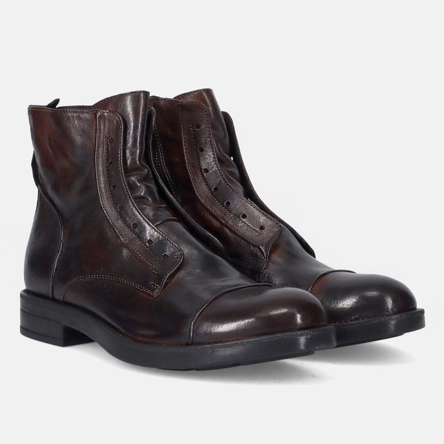 Manner SANGIORGIO Stiefeletten | Pawelk'S Herren-Stiefelette Aus Brandy-Antikleder