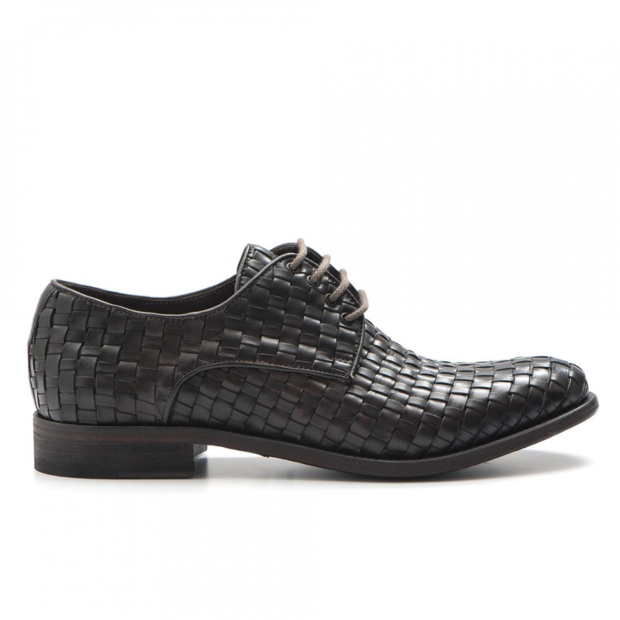 Manner SANGIORGIO Schnuren | Brecos Herren-Derby-Schuhe Aus Weichem, Braunem, Gewebtem Leder