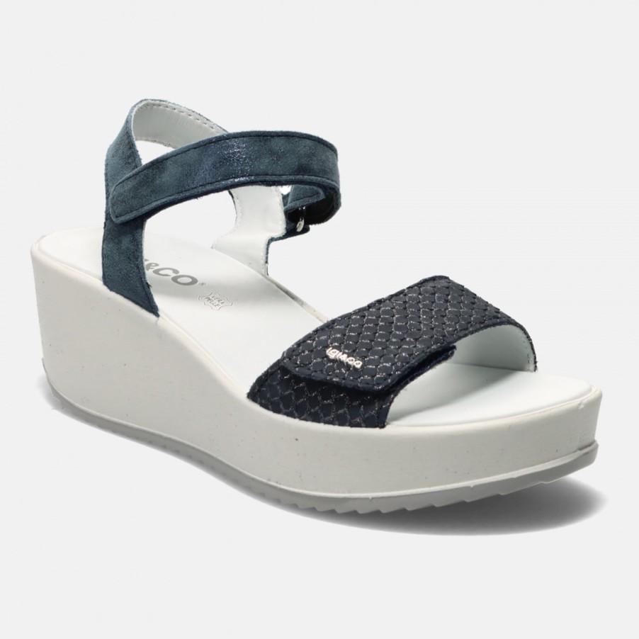 Frauen SANGIORGIO Sandalen | Igi&Co Candy Damensandale Aus Blauem Leder