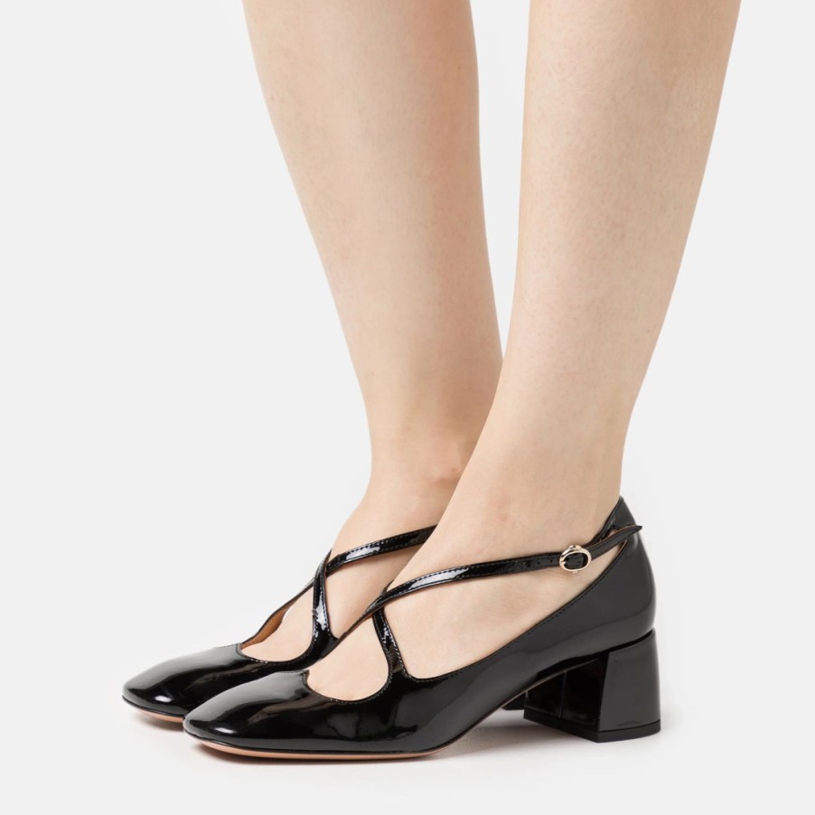 Frauen SANGIORGIO Pumps | A.Bocca Two For Love Schwarze Criss-Cross-Pumps Aus Lackleder