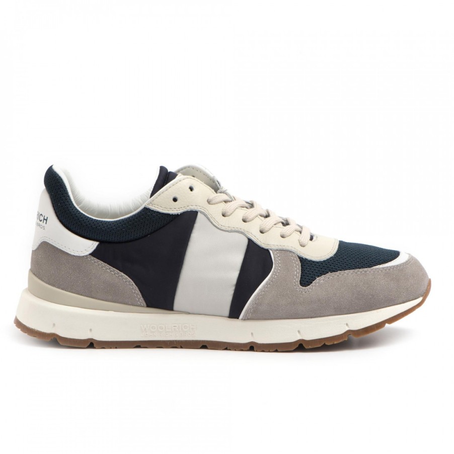 Manner SANGIORGIO Turnschuhe | Jogger Aus Grauem Wildleder Und Blauem Stoff