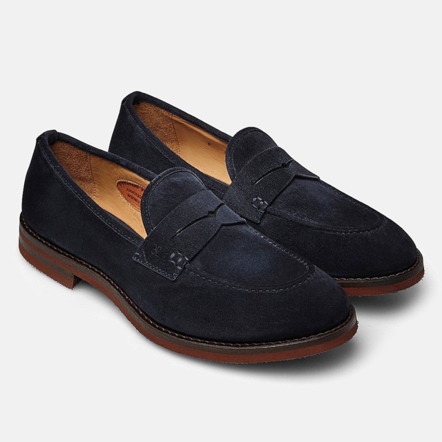 Manner SANGIORGIO Slipper | Fabi Alex Flex Goodyear Herren-Mokassin Aus Blauem Wildleder